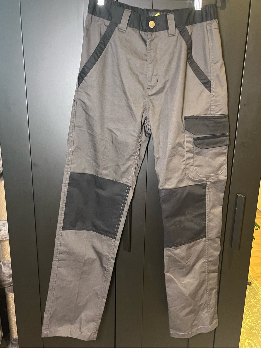 Men's Grey Work Cargo Pants with Black Reinforced Panels NWOT